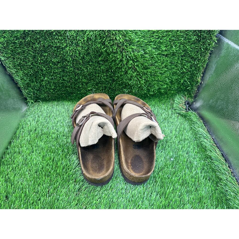 Birkenstock Mayari Birko-Flor Slide Sandal Unisex M7/W9 Brown Leather Dual Strap - Picture 7 of 15